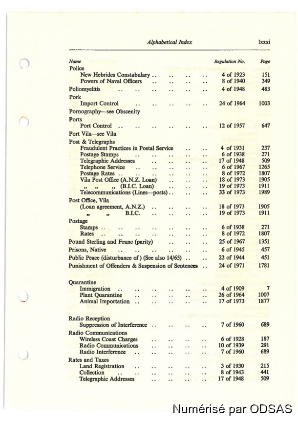 Règlementation Conjointe des Nouvelles-Hébrides, Tome 1 / Règlementation Conjointe des Nouvelles-Hébrides, Tome 1 / Commissaires, Résidents / Vanuatu/ Vanuatu