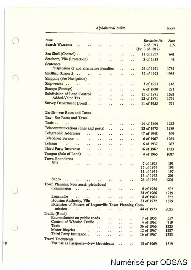 Règlementation Conjointe des Nouvelles-Hébrides, Tome 1 / Règlementation Conjointe des Nouvelles-Hébrides, Tome 1 / Commissaires, Résidents / Vanuatu/ Vanuatu