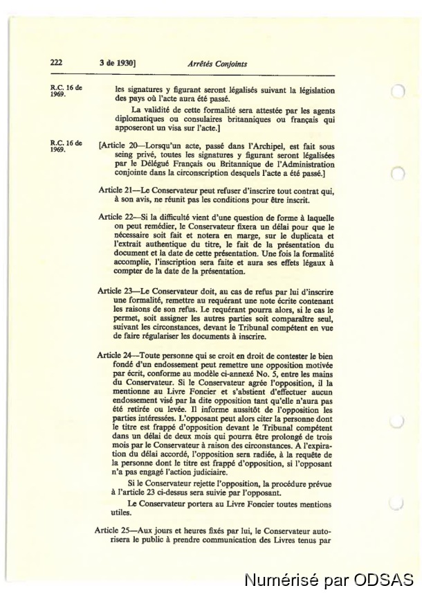 Règlementation Conjointe des Nouvelles-Hébrides, Tome 1 / Règlementation Conjointe des Nouvelles-Hébrides, Tome 1 / Commissaires, Résidents / Vanuatu/ Vanuatu