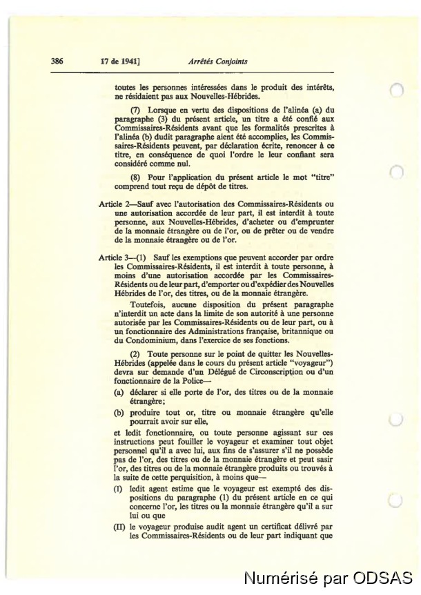 Règlementation Conjointe des Nouvelles-Hébrides, Tome 1 / Règlementation Conjointe des Nouvelles-Hébrides, Tome 1 / Commissaires, Résidents / Vanuatu/ Vanuatu