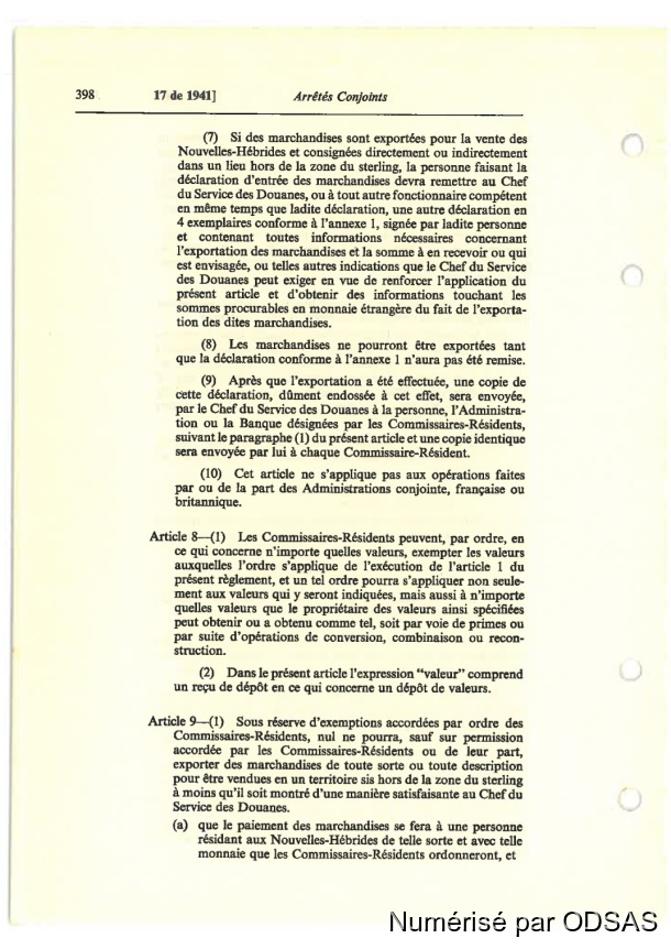 Règlementation Conjointe des Nouvelles-Hébrides, Tome 1 / Règlementation Conjointe des Nouvelles-Hébrides, Tome 1 / Commissaires, Résidents / Vanuatu/ Vanuatu