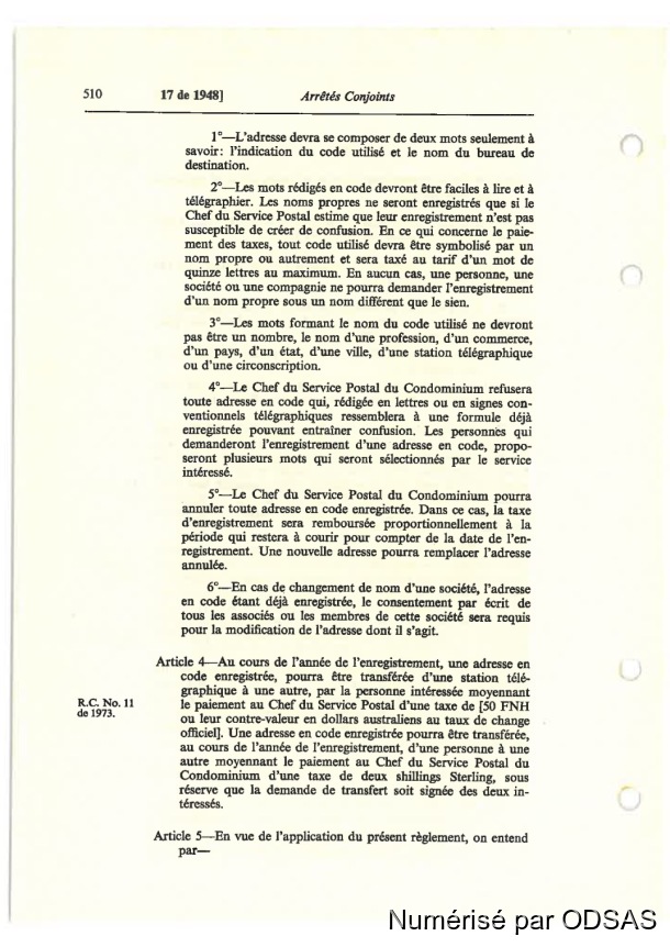 Règlementation Conjointe des Nouvelles-Hébrides, Tome 1 / Règlementation Conjointe des Nouvelles-Hébrides, Tome 1 / Commissaires, Résidents /  Vanuatu/ Vanuatu