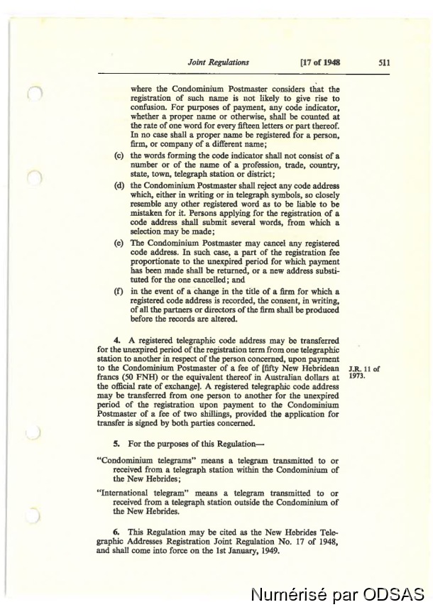 Règlementation Conjointe des Nouvelles-Hébrides, Tome 1 / Règlementation Conjointe des Nouvelles-Hébrides, Tome 1 / Commissaires, Résidents /  Vanuatu/ Vanuatu