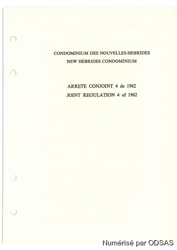 Règlementation Conjointe des Nouvelles-Hébrides, Tome 2 / Règlementation Conjointe des Nouvelles-Hébrides, Tome 2 / Commissaires, Résidents /  Vanuatu/ Vanuatu