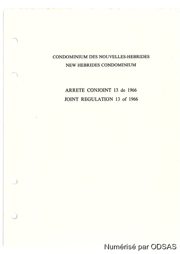 Règlementation Conjointe des Nouvelles-Hébrides, Tome 2 / Règlementation Conjointe des Nouvelles-Hébrides, Tome 2 / Commissaires, Résidents /  Vanuatu/ Vanuatu
