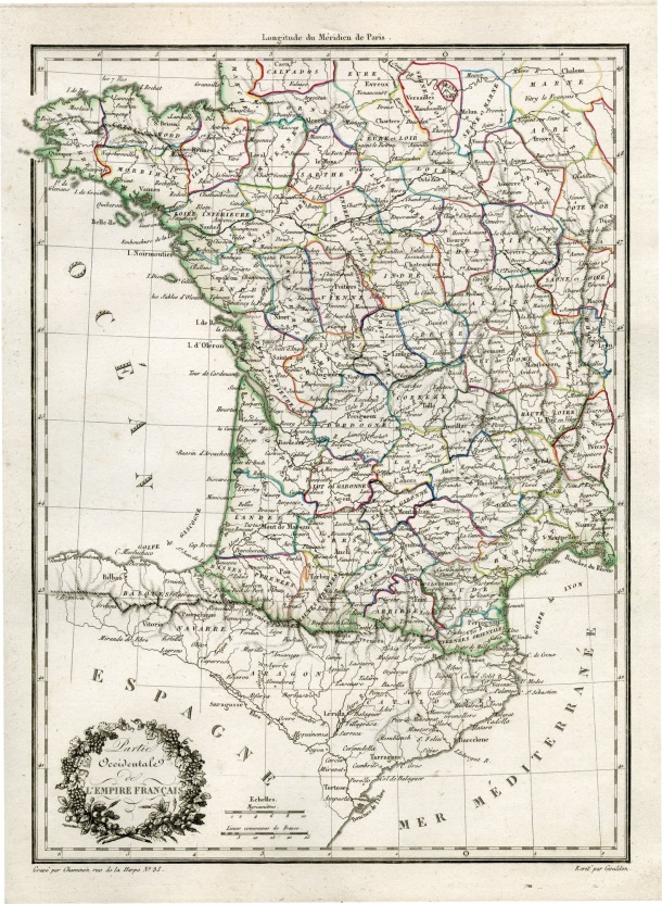 Atlas supplémentaire du Précis de la Géographie Universelle, Malte-Brun, 1812 / Partie Occidentale de l'Emprie Français / Lapie, Pierre M.; Malte-Brun, Conrad / France