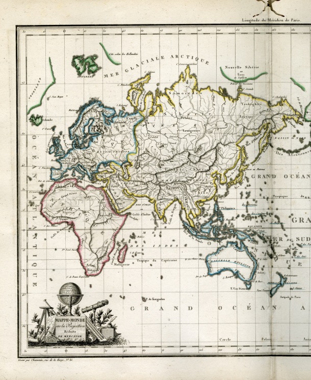 Atlas supplémentaire du Précis de la Géographie Universelle, Malte-Brun, 1812 / Mappe-Monde sur la Projection réduite de Mercator (partie 1) / Lapie, Pierre M.; Malte-Brun, Conrad / Globe