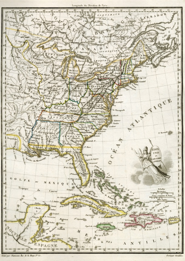 Atlas supplémentaire du Précis de la Géographie Universelle, Malte-Brun, 1812 / Etats Unis et Grandes Antilles / Lapie, Pierre M.; Malte-Brun, Conrad / Etats Unis, USA, Antilles