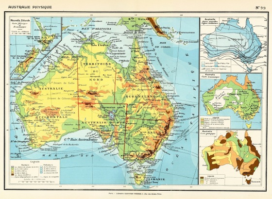Atlas Universel de Géographie Physique, Politique et Economique par Henri Vast / Australie Physique / Vast, Henry / 