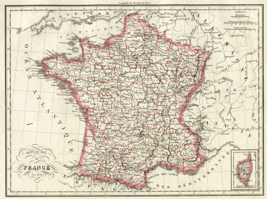 Cartes / Map of an Atlas 1829 / Royaume de France en 1829 / Divers, / France