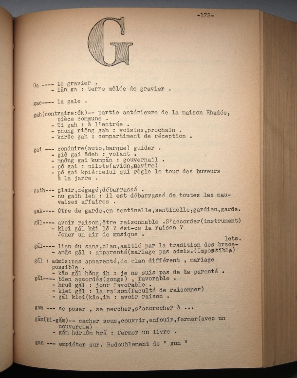 Dictionnaire rhadé-français par Davias-Baudrit / lettre G / Davias-Baudrit M.E.P, Jean-René /  Viet Nam/ Viet Nam