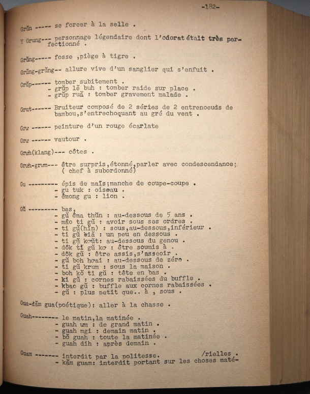 Dictionnaire rhadé-français par Davias-Baudrit / lettre G: lettre GU / Davias-Baudrit M.E.P, Jean-René /  Viet Nam/ Viet Nam