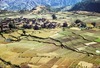 Vue de Pharping et des rizières depuis la montée sur la colline d'Asura. 