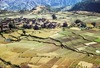 Vue de Pharping et des rizières depuis la montée sur la colline d'Asura.
