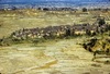 Village de Khokana et rizières en terrasses depuis la route de Pharping.