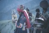 Rituel d'expulsion des mauvais esprits (Kangso) par un lama. Cymbales et tambours qui accompagnent le rituel