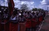 Lajamanu people marching and dancing for NAIDOC