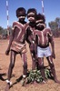 Three boys painted with Warlu (Fire) designs for Jurntu purpala using wild cotton stuck to their skin like men do. 
