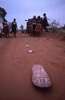 Painted dish on the ground,